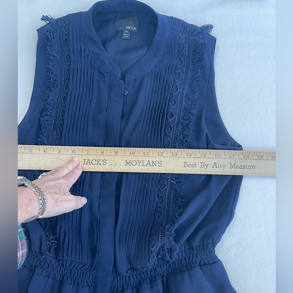 Greylin mini sleeveless dress size medium, navy blue fully lined,Like New preppy - Picture 6 of 7